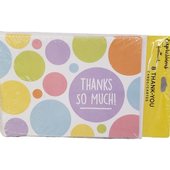 Hallmark Expressions Thank you Cards Colorful 6 Cards & Envelopes Blank LPH1098 - Picture 1 of 6